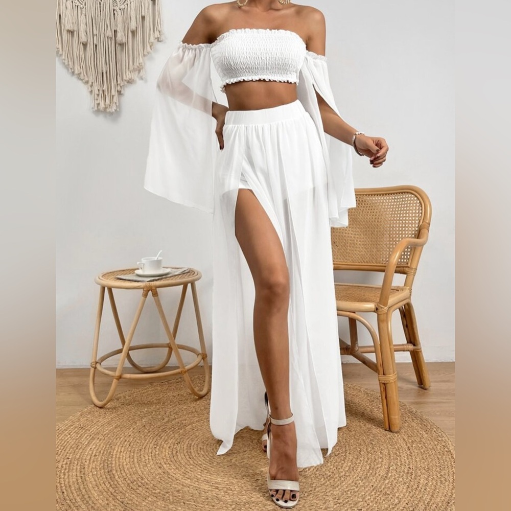 SHEIN Elegant White Two-Piece Set